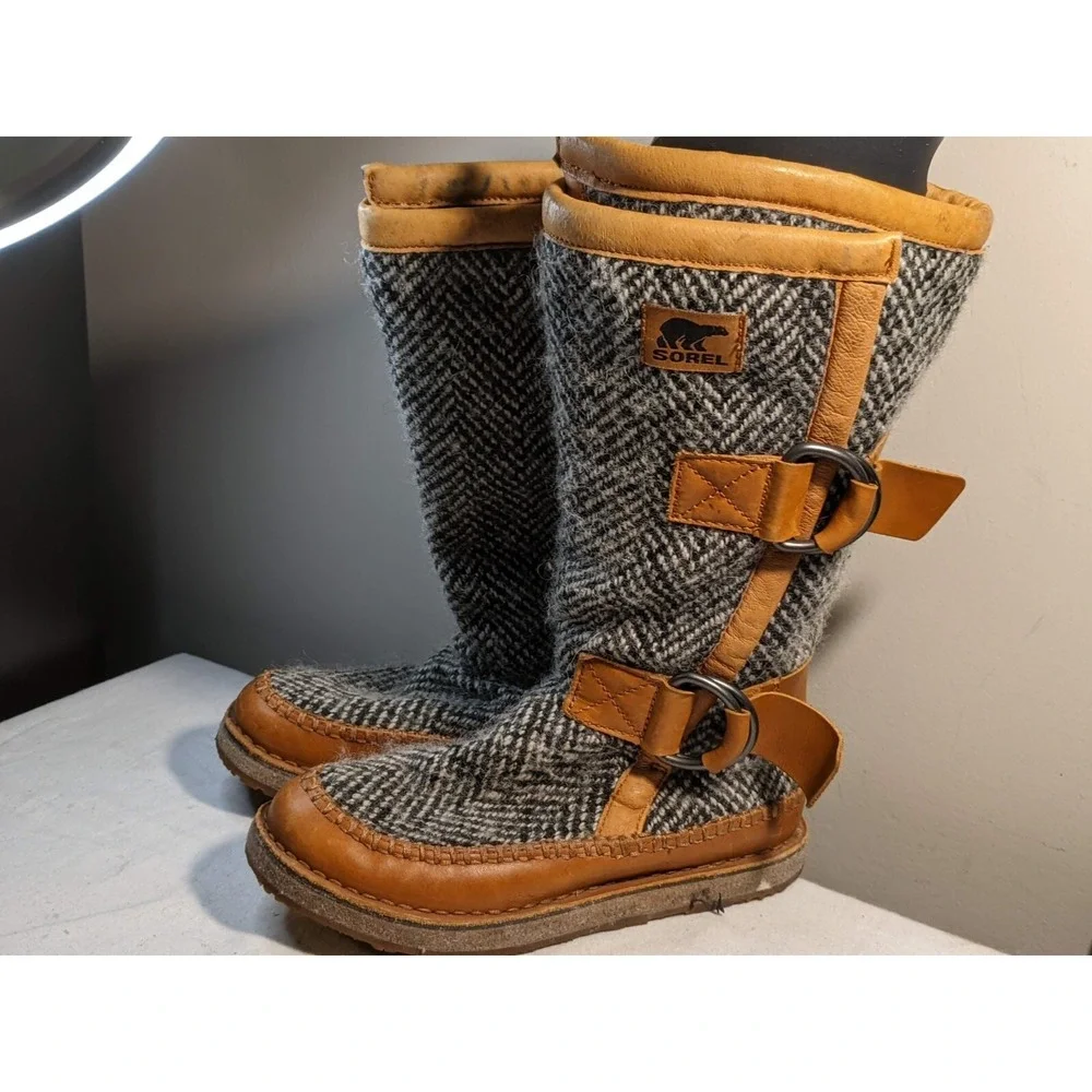 Womens Sorel Chipahko Blanket Wool Mid Calf Winter Boots Size 5 NL1972-286 - Picture 2 of 8